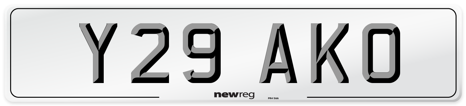 Y29 AKO Number Plate from New Reg